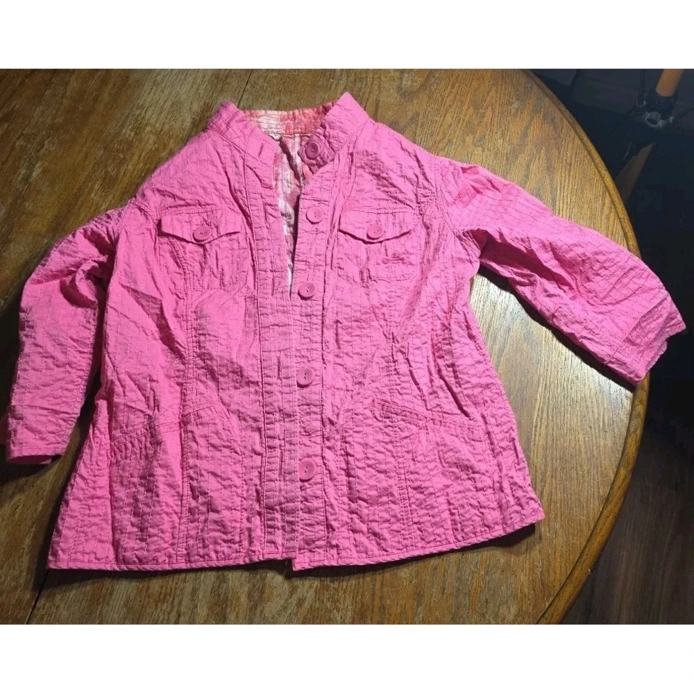Quilted Reversible Kimono Jacket Women Pink Boho Embroidered‎ See Measurements